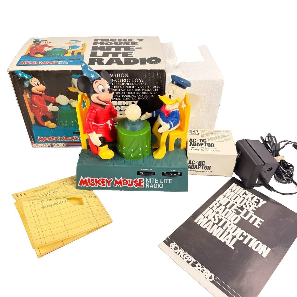 Vintage Concept 2000 Disney Mickey Mouse Nite Lite Radio Donald Duck Boxed 1970s